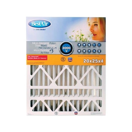 Bestair Bestair 4766176 20x25x4 . Pleated Air Filter- pack of 3 4766176